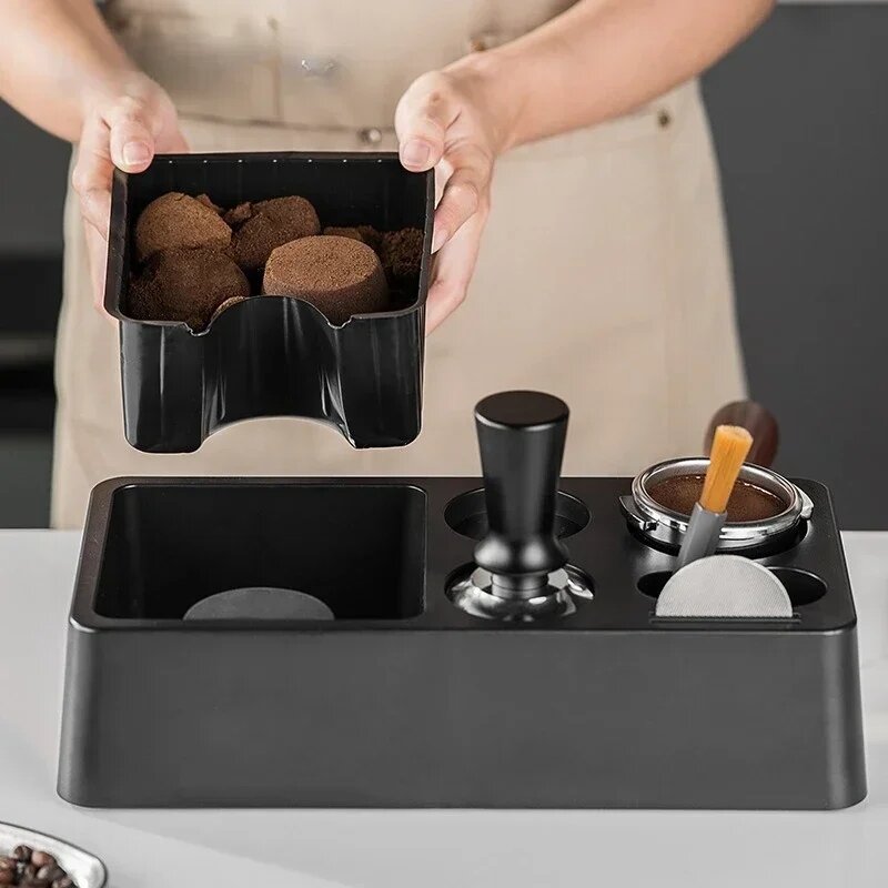 ABS Café Portafilter Rack, Distribuidor Titular, Espresso Tamper Mat Stand, Knock Box Coffeeware, Teaware, 51mm, 53mm, 58mm