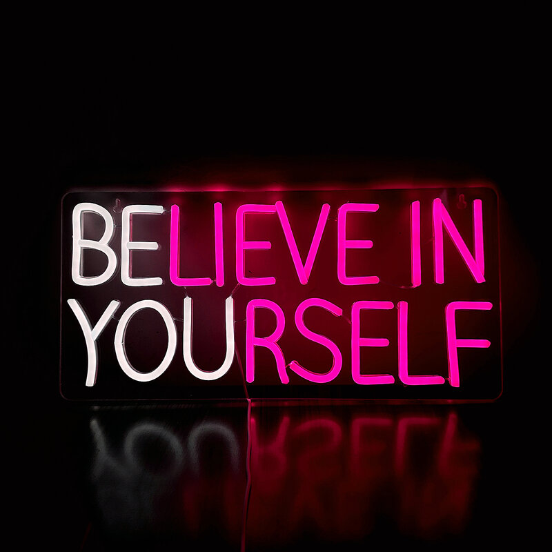 Believe In Yourself Neon Sign LED Letter Wall Decor Color DIY Room Decoration For Gamer Bedroom Birthday Party Gift Inspire Lamp