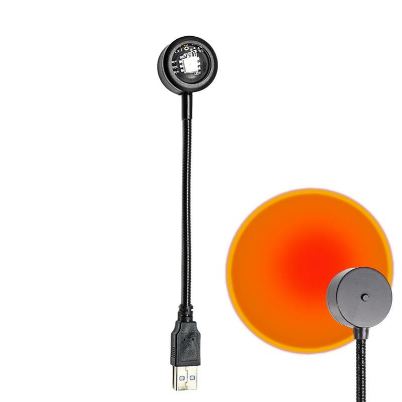 USB 충전 선셋 램프, 여러 가지 색상, 7 가지 색상, 360 도 회전 램프, 푸시 단추 플러그 포함