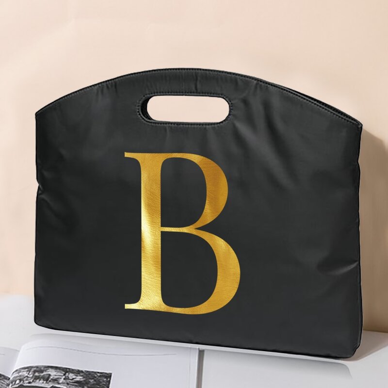 New Briefcase Large Capacity Handbag Business Briefcase 26 Letter Print A4 Office Bag Conference Tablet Bag Laptop Document Tote