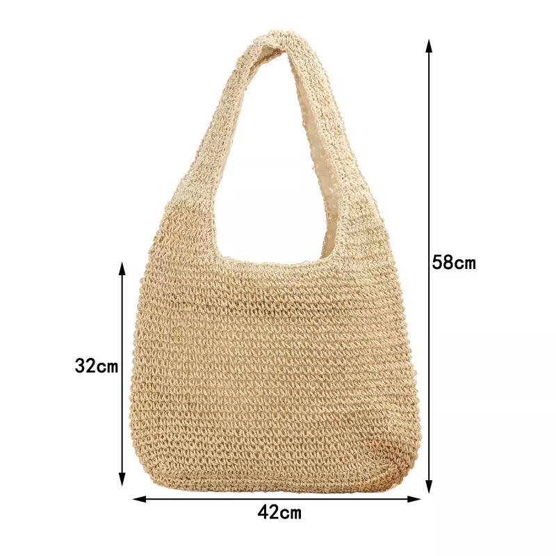 LW032 Retro Summer Handwoven Rattan Handbags Knitted Crossbody Bag Female Tote Boho Travel Purse Bags
