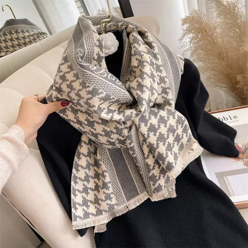 Sciarpa calda in Cashmere di marca di lusso per le donne Design invernale scialle spesso avvolgere coperta di Pashmina Poncho femminile Bufanda Echarpe Foulard