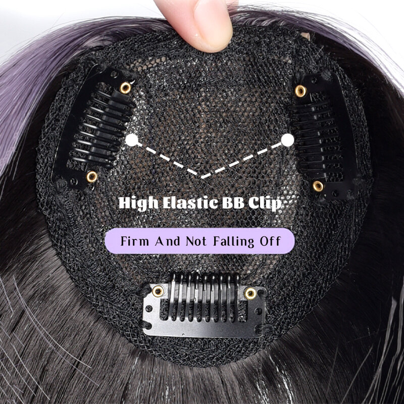 OLA środkowa część sztuczna grzywka z frędzlami syntetyczna nakładka do włosów z klipsem w kształcie wybuchu naturalna niewidzialna Clourse do włosów dla kobiet