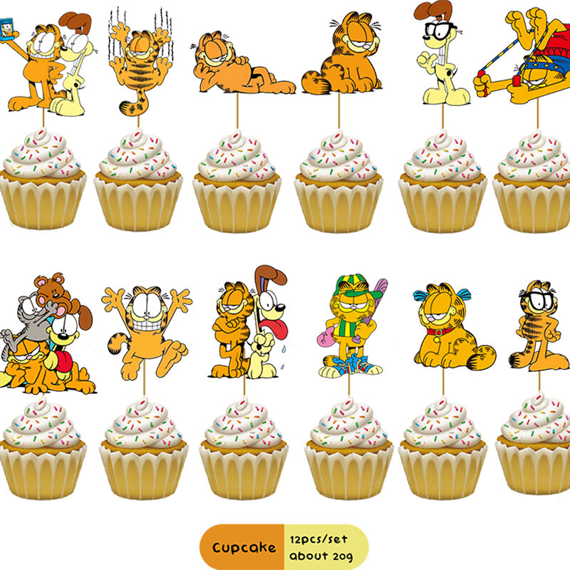 Juego de decoraciones de fiesta de cumpleaños Garfield, vajilla, servilletas de papel, platos, tazas, juguete para niños, suministros de feliz cumpleaños