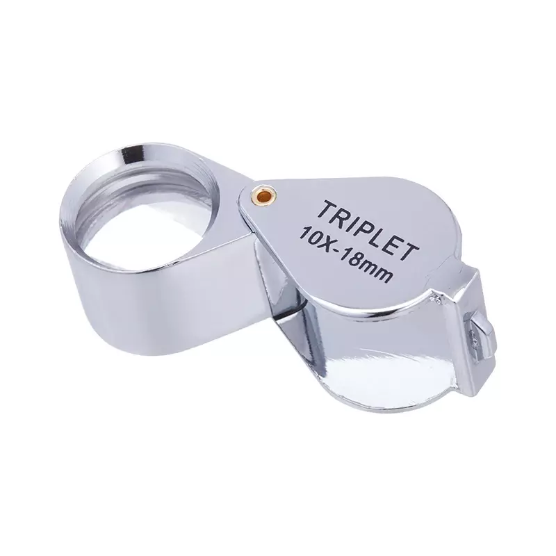 High quality triplet jeweler's loupes silver folding jewelry inspection magnifier 10x 15x 20x diamond loupe