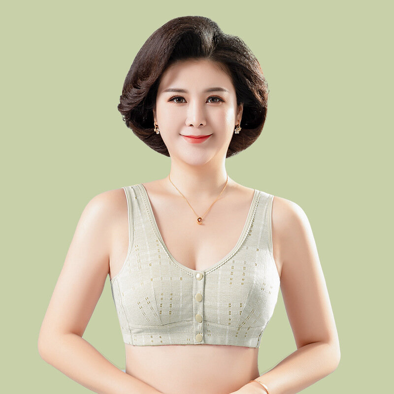 Women's large size front opening bra Elderly middle-aged Mum comfortable fit breathable underwear healthy Vestwide sling Bra