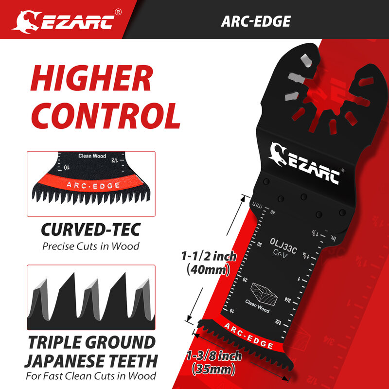 EZARC-Japanese Tooth Oscillating Saw Blade, Arc Edge, Multitool Blades, Clean Cut for Wood, Plastic, 5Pcs