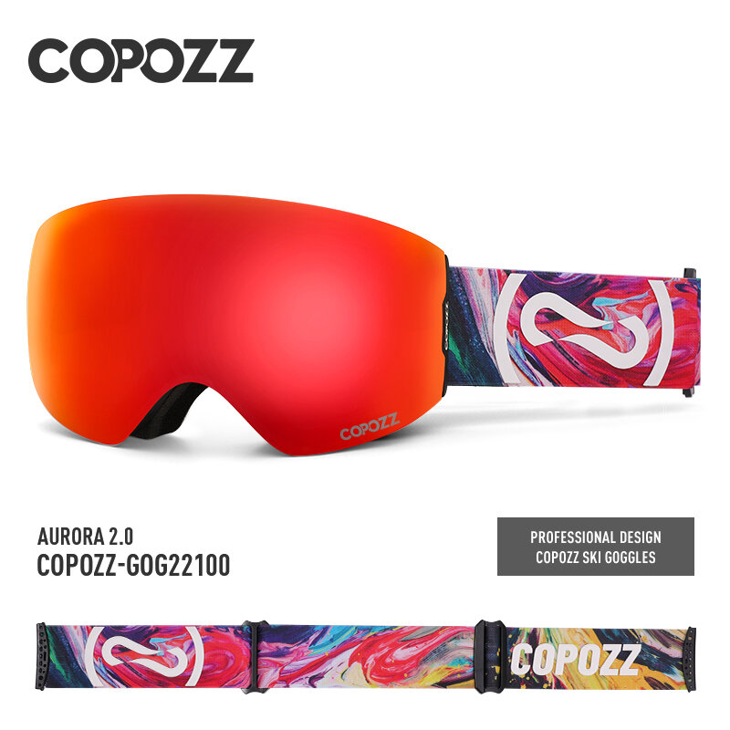 COPOZZ-마그네틱 겨울 스키 고글 UV400 보호 안개 방지 스키 안경 남녀 공용, 빠른 변경 렌즈 스노우 보드 고글 안경
