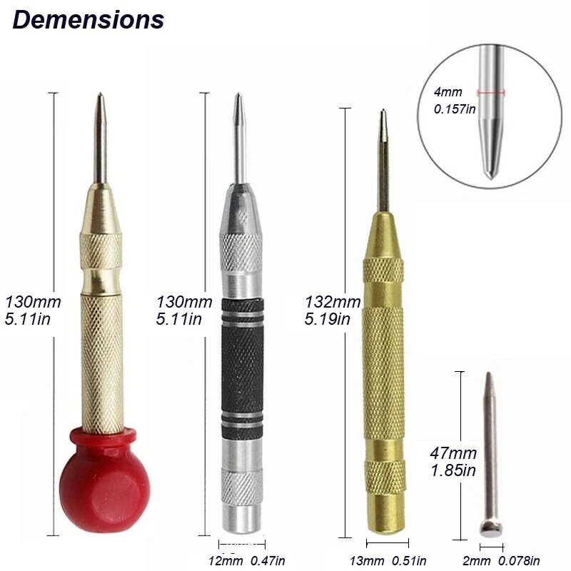 Automatic Center Punch Kerner Woodworking Metal Puncher Steel Hole Self Pin Mark Spring Loaded Dent Marker Hand Tool Carpenter