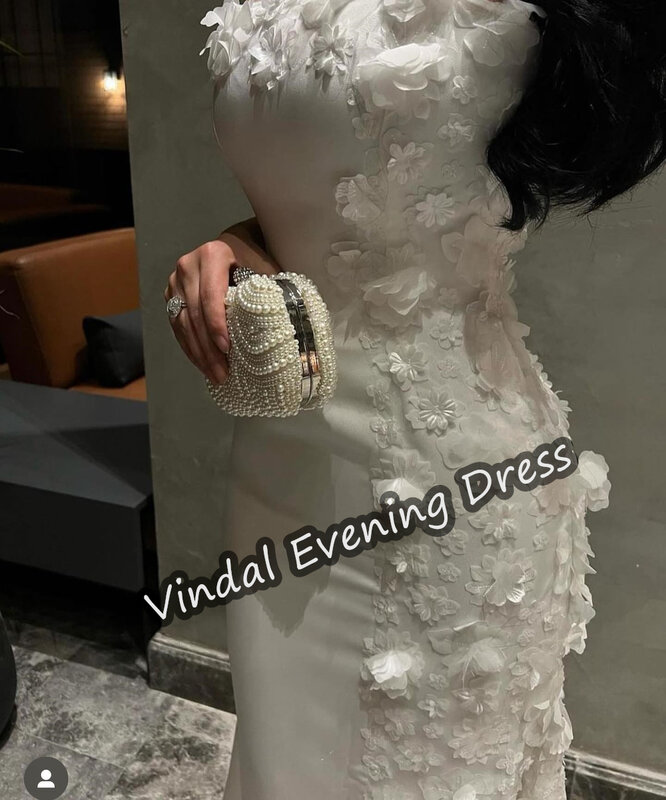 Vindal bez ramiączek suknia wieczorowa syrenka długość do podłogi elegancki wbudowany biustonosz Sexy saudyjski arabski krepa bez rękawów dla kobiety 2024