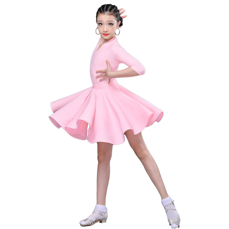 Children's Latin Dance Costume for Professional Competition; Girls' Large Swing Dress; New Children's Latin Training Performance
