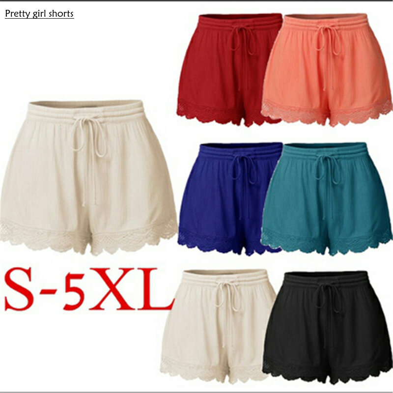  2024 Women New Casual and Comfortable and Solid Color Lace Up High Waist Beach Shorts for 5xl Plus Size Women Women's Shorts