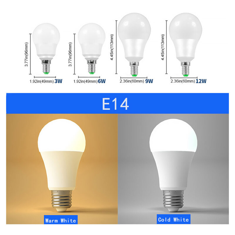 Bombillas LED de alto brillo, Bombillas inteligentes IC de 3W, 6W, 9W, 12W, 15W, 18W, 20W, E27, E14, 220V-240V, 15 unidades por lote