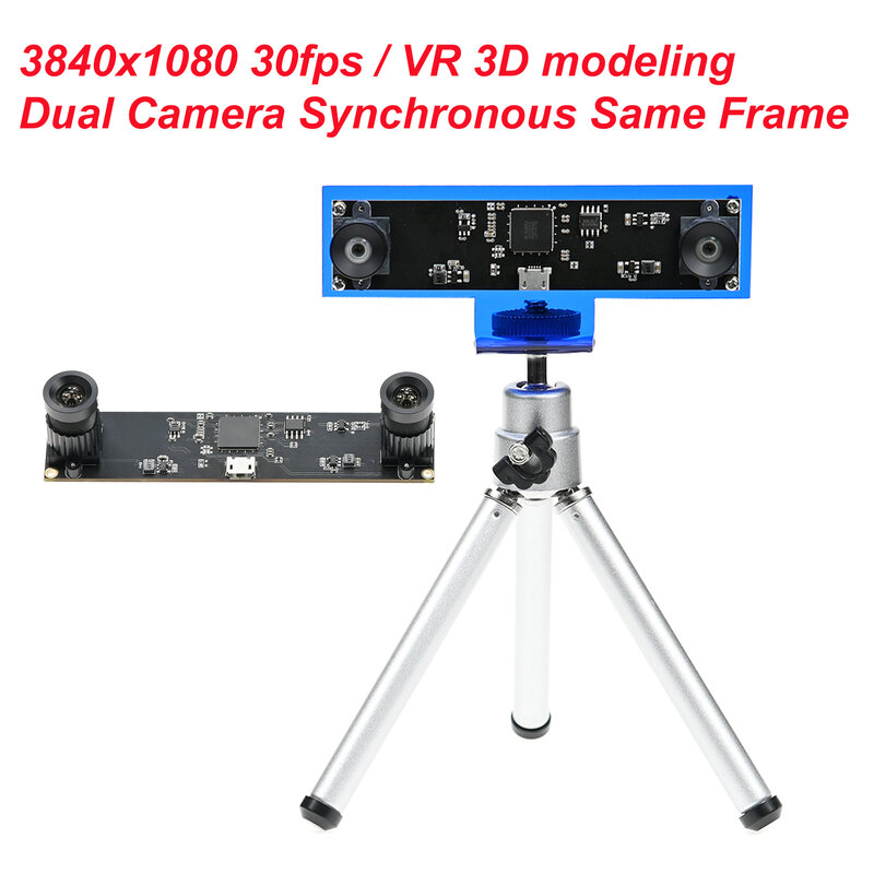 GXIVISION 4MP USB-webcam 1080P HD, 3840X1080 30FPS, Cameramodule met dubbele lens Synchrone hetzelfde frame, voor VR 3D-modellering Dieptedetectie variërend