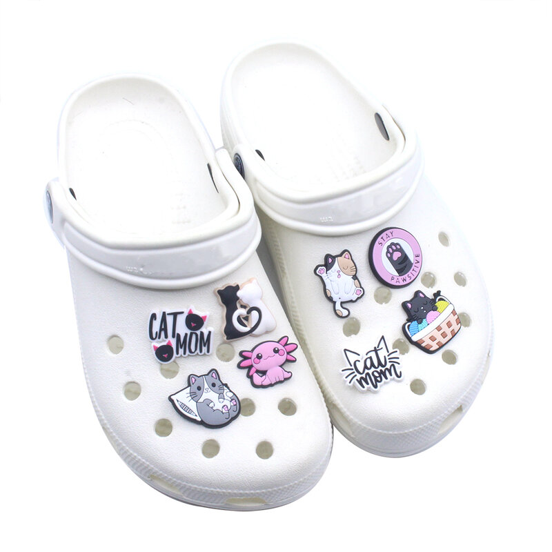 1pcs Cute Cat Croc Charms Shoes Accessories Boys Girls Garden Shoe Buckle Decorations Fit Sandals Wristband Croc Jibz Charm Gift
