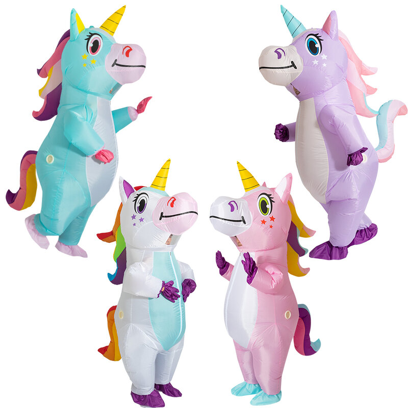 anime Inflatable Unicorn Costume Pink Full Body Unicorn Cosplay Costumes with Blower Funny Party Halloween Costume for Adult