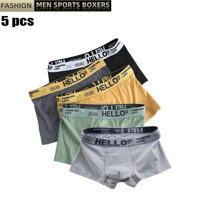 5Pcs Mens Underwear Masculino Boxers Sexy Underpants Confortável Respirável Moda Meninos Calcinha Cueca Boxershorts Homens
