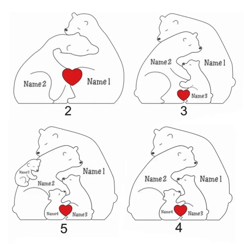 Enfeites De Madeira Personalizados Para Pintar O Tema Da Família Do Urso Quebra-cabeça, DIY, Gravura Livre, Nome Puzzles, Decoração De Casa, Presente Personalizado