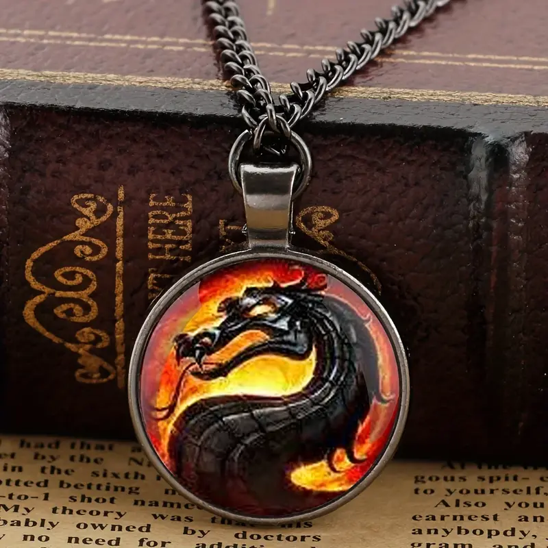 Collier pendentif dragon pour homme, Mortal Kombat, PmotGlass, bijoux breton, accessoires à la mode, 1PC