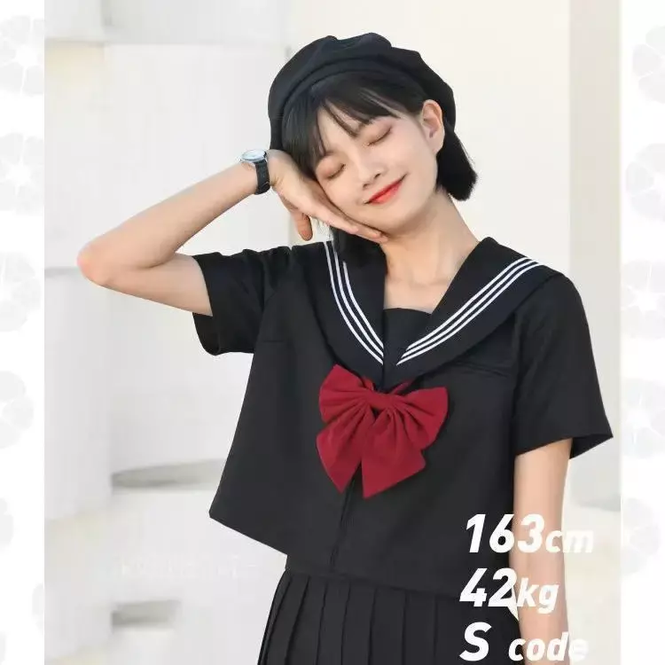 Uniforme JK noir et blanc, uniformes scolaires japonais à manches courtes/longues, ensembles de marin pour filles, jupe plissée, costume COS