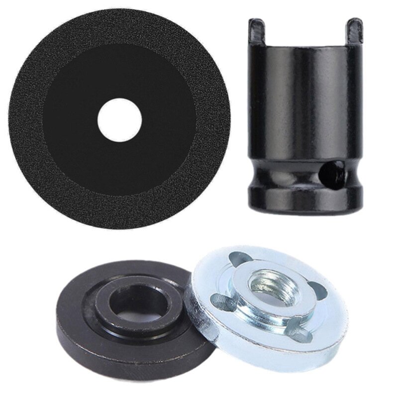 Glass Cutting Disc Set with Adapter 10cm Ultra-Thin Saw Blade Jade Crystal Grinding Chamfering Cutting Blade Black