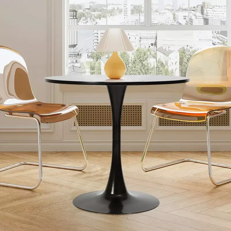 Набор обеденных столов современный круглый обеденный стол для 2-4 человек с основанием тюльпана, черный