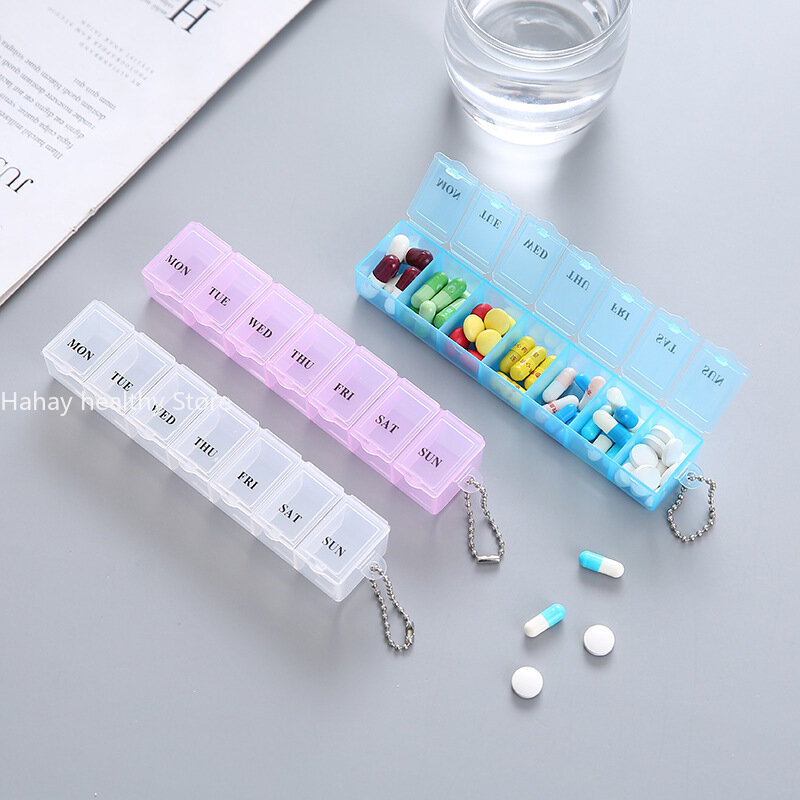 7 hari kotak pil obat mingguan pemegang Tablet tempat penyimpanan pengatur wadah kotak pil splitter 3 warna tempat penyusun pil