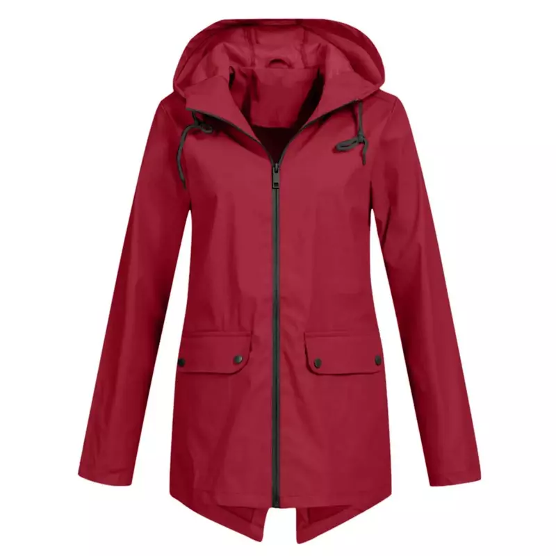 女性用パーカー,レインコート,防雨コート,単色,アウトドアハイキング用,新しいアウターウェア,2024