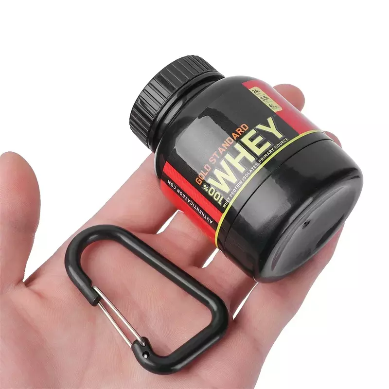 100/200ML Portable Mini Protein Powder Bottle with Keychain Health Funnel Medicine Box Container Small Cup Outdoor Sport Storage