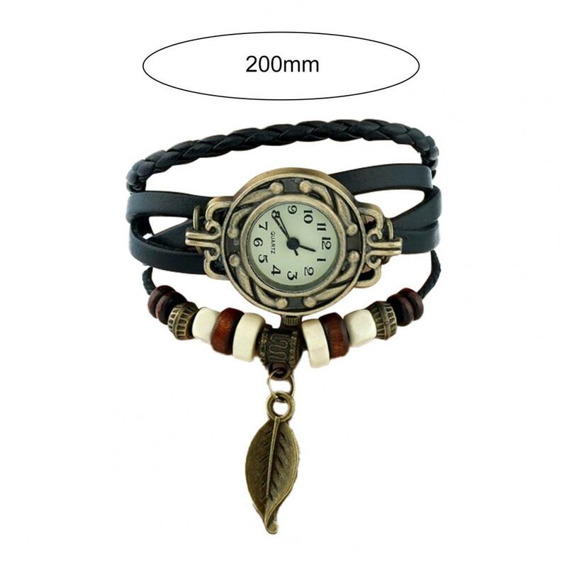 Orologio da polso Vintage orologio da donna con foglia incisa decorativa retrò per la vita quotidiana