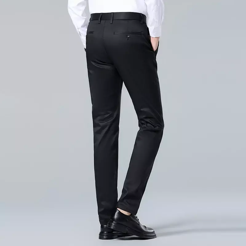 กางเกงชุดสีดำมีสไตล์สำหรับผู้ชาย, กางเกงสบายๆทรงสลิมฟิตกางเกงชุดทำงานเกาหลีสำหรับผู้ชาย