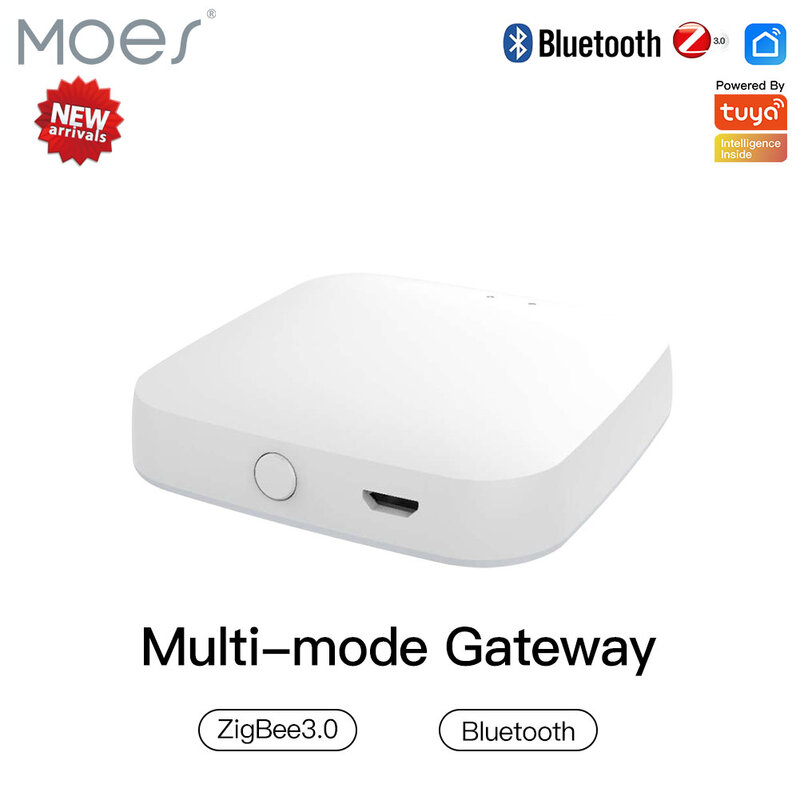 MOES-Multi-Mode Smart Gateway, ZigBee, Wi-Fi, Bluetooth, Mesh Hub, Trabalhar com Tuya Smart App, Controle de Voz via Alexa, Google Home