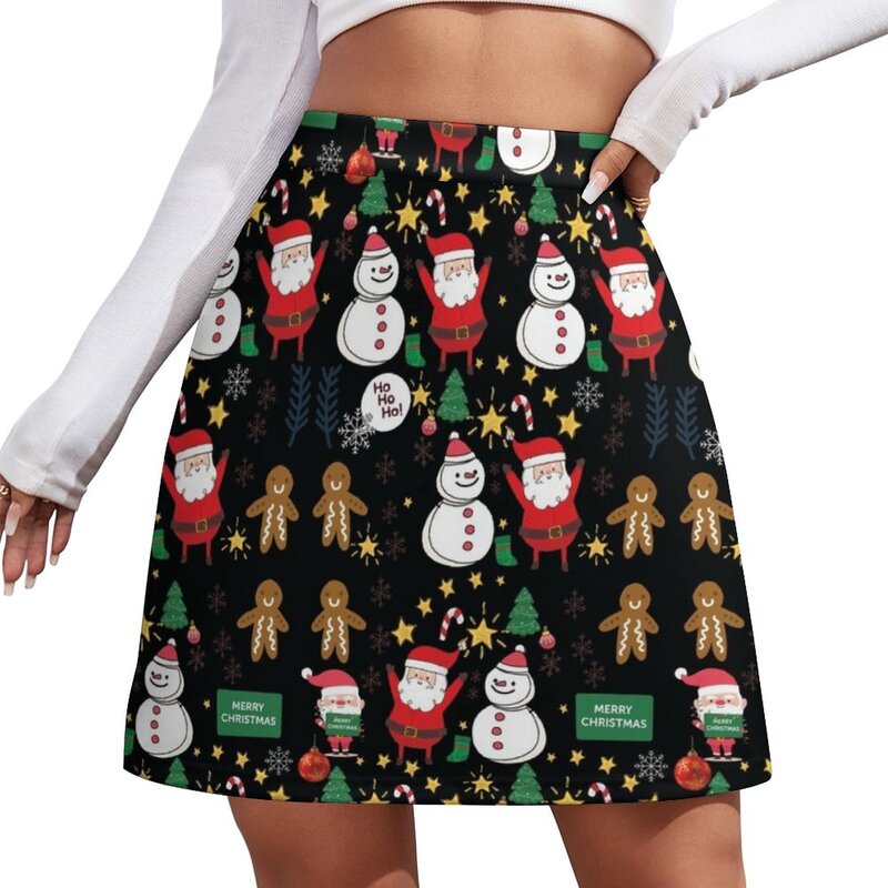 Liburan Natal Untuk Keluarga: pola lucu desain grafis rok Mini gaun untuk prom pakaian Kawaii