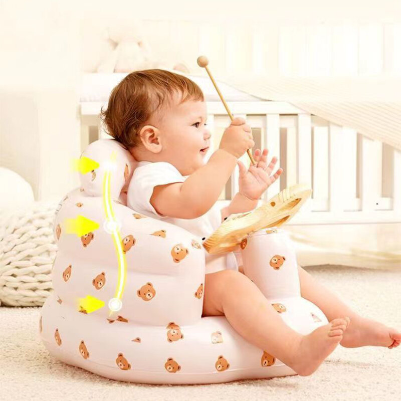Inflatable baby learning seat chair bath stool inflatable baby sofa foldable portable Learning Eating Dinner Chair Bathing Stool
