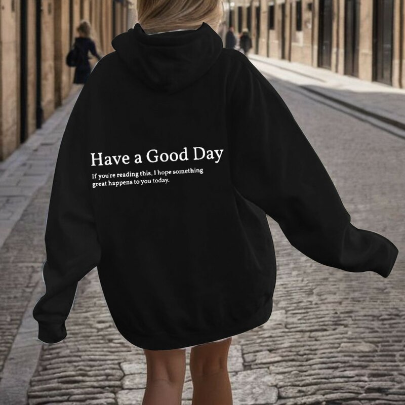 Autumn Y2k Pullover Hooded Women Young Lady Printed Letter Dear Person Behind Me Hoodie Oversize Aesthetic Hoody Sweatshirt Tops