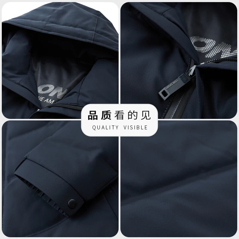 Winter YXL-7781 New Thickened And Plucked Warm Men's Short Down Coat Casual Business White Duck Hooded