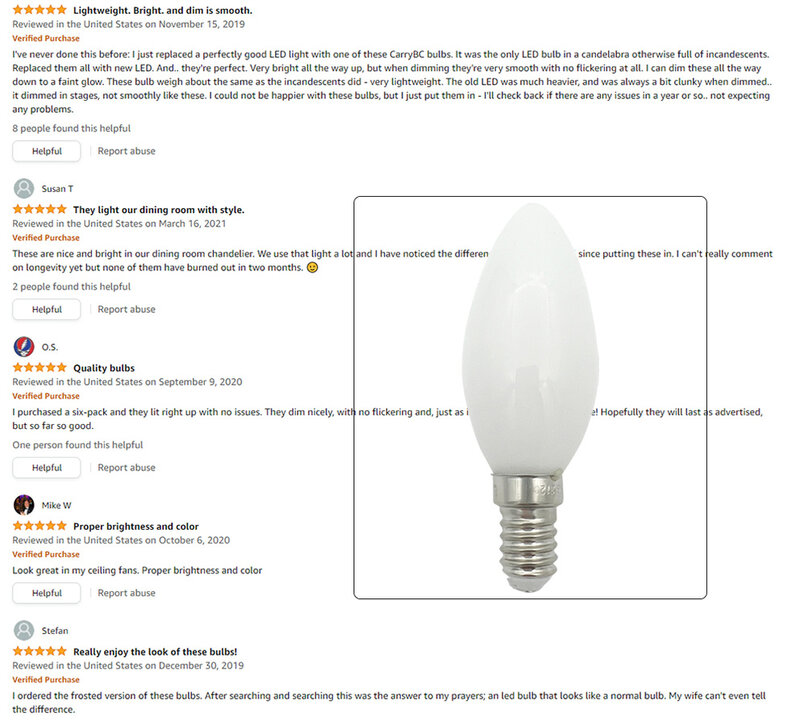 VnZzo-Vintage fosco LED Candle Light, retro escurecimento da lâmpada, lâmpadas de filamento, iluminação do candelabro, C35, E14, E27, 110V, 220V, alta qualidade