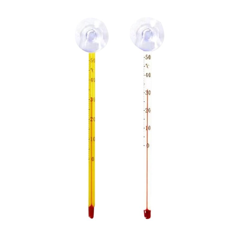 Aquarium Glass Thermometer Stick Sucking Cup Fish  Thermometers Display