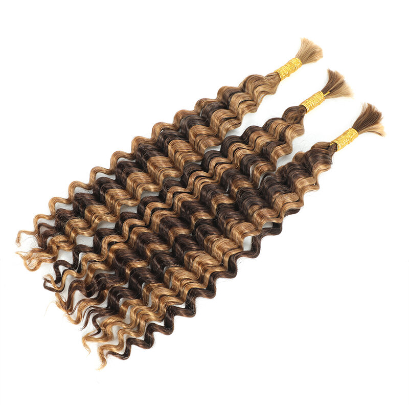 Evidenzia capelli umani intrecciati a onde profonde per trecce Boho Crochet Micro senza nodi bohémien Box trecce Double Drawn Bulk Hair Linhua
