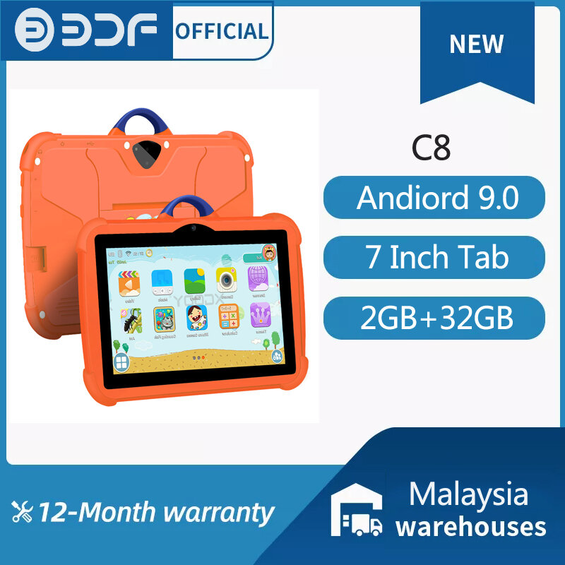 C8 BDF NEW KIDS TABLET 7 Inch Android 9.0 Go WIFI 3G SIM Phone Call Quad Core Processor 2GB RAM 32GB ROM YouTube