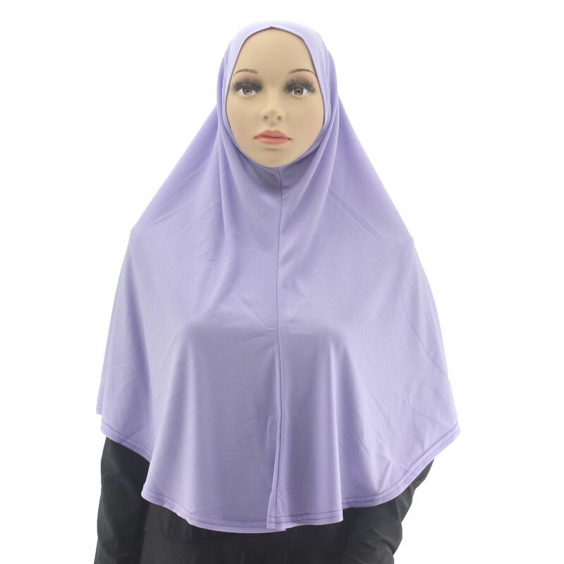 Hijab musulmán de alta elasticidad para mujer, cubierta de Color puro, vestido de oración islámico, Burqa suave, Ramadán, 2024