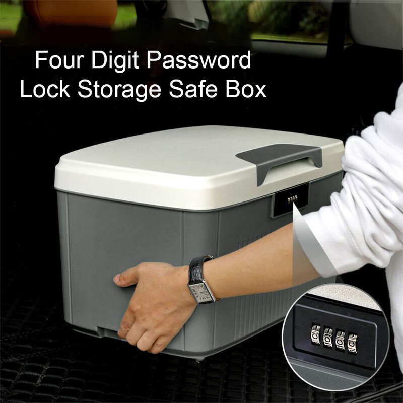 Four Digit Password Lock Safe Box Cash Jewelry Privacy Security Storage Box for Passport Medicine Household Car Organizer Case