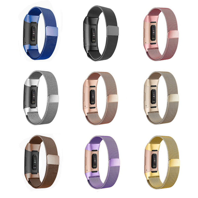 Correia magnética de metal para Fitbit Charge, pulseira de aço inoxidável, pulseira para carga 2, 3, 4, 5 Band, 5, 3, SE