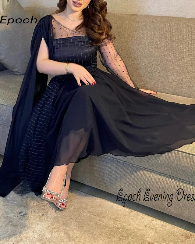 Epoch Long Chiffon Evening Dress Elegant A-Line One-Shoulder Formal Empire Cap Sleeve Cocktail Party Gown For Sexy Women 2024
