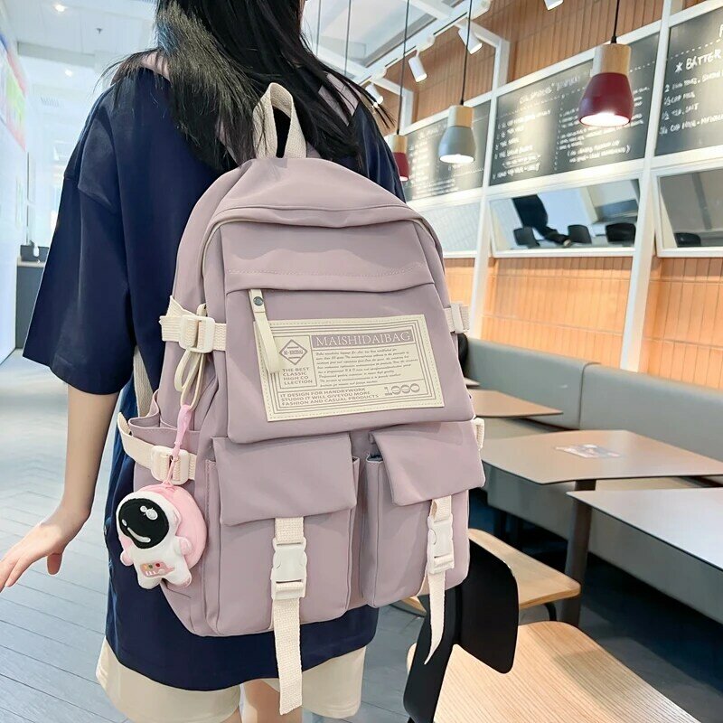 Mochila de nailon con múltiples bolsillos para mujer, bolso grande impermeable, mochila escolar portátil para niña y Estudiante