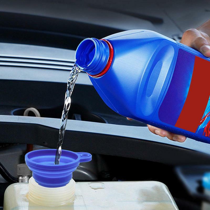 Auto Engine Oil Petrol Change Funnel Portable Engine Funnel Car Universal Silicone Liquid Funnel Washer Fluid Change Foldable