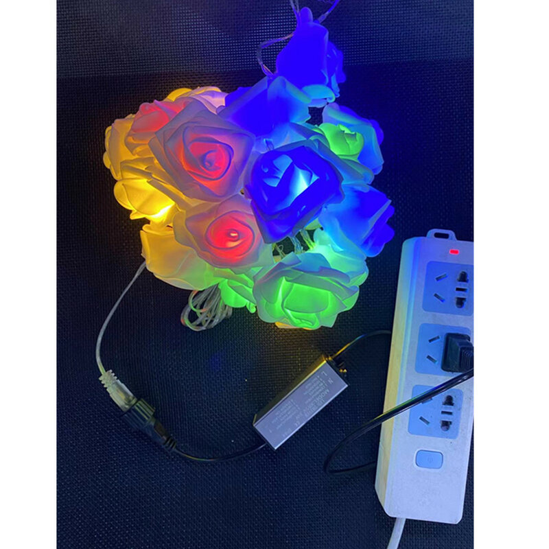 3M 20LED Artificial Rose Flower Garland String Light LED Fairy Lights Valentine's Day Wedding Christmas Party Decorations