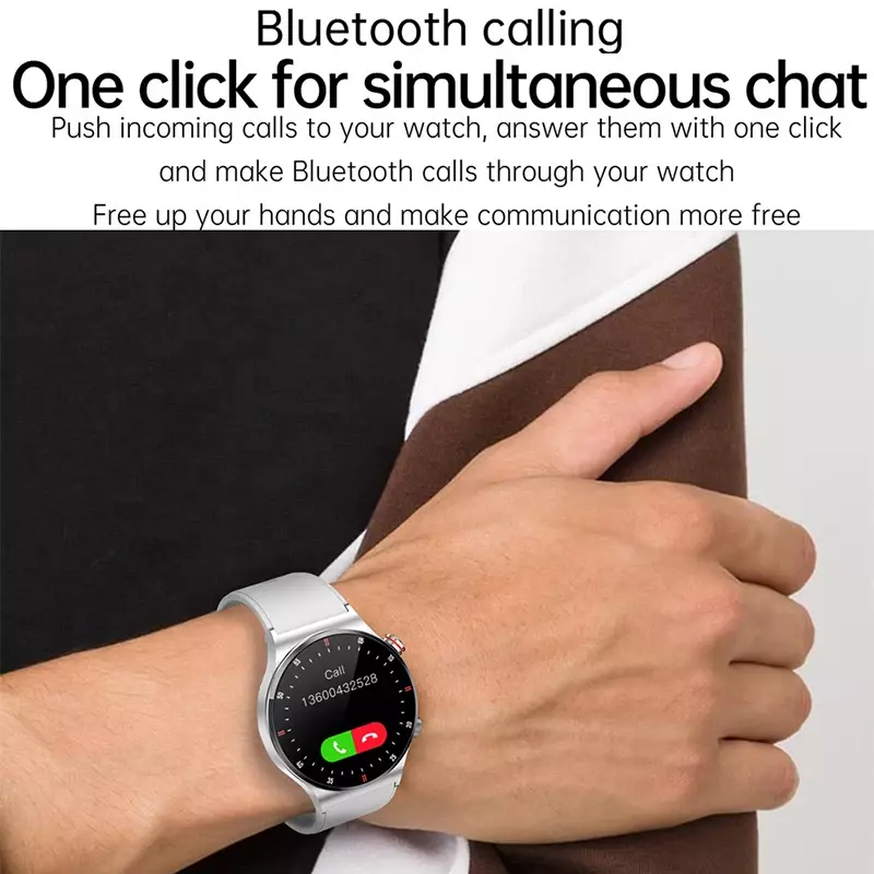 Men's Waterproof Bluetooth Call Smart Watch, Sports Fitness Tracker, Music Player, Gravação Step, Moda, QW33, ECG, PPG