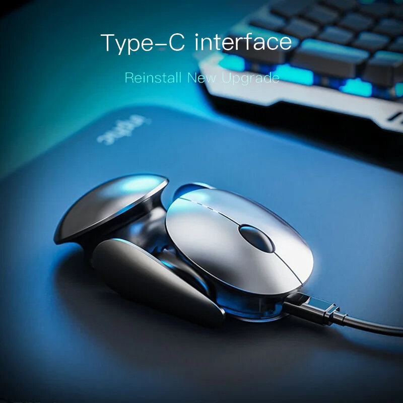 X2 Metal Bluetooth Mouse with 3 Mode 2.4G USB-C Rechargeable Gamer Mice for PC/Laptop/Win/Mac