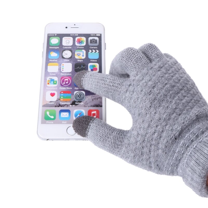 Зимние теплые вязаные перчатки 97BE для мужчин и женщин, перчатки унисекс для сенсорного экрана, однотонные теплые перчатки на запястье
